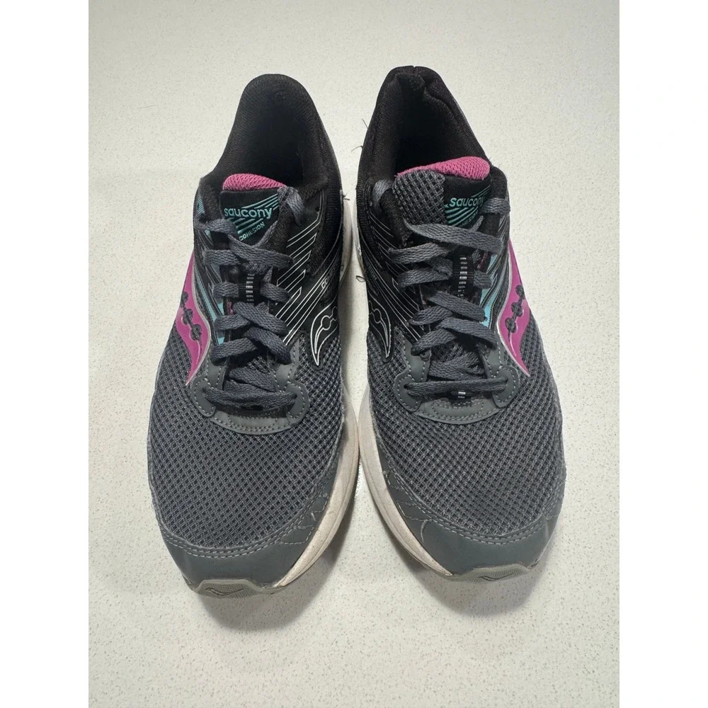 Saucony Cohesion Womens Running‎ Shoes Grey Black Pink Athletic Sneakers